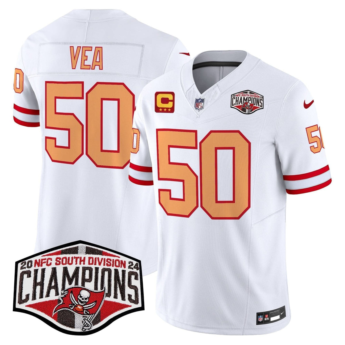 Tampa Bay Buccaneers Creamsicle 2024 NFC South Division Champions Patch Vapor Limited Jersey - All Stitched - image 27
