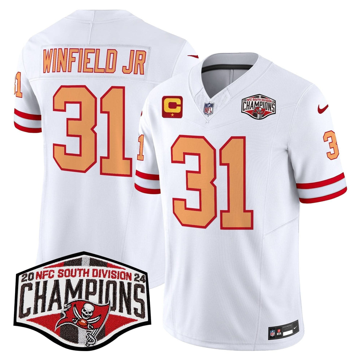 Tampa Bay Buccaneers Creamsicle 2024 NFC South Division Champions Patch Vapor Limited Jersey - All Stitched - image 28