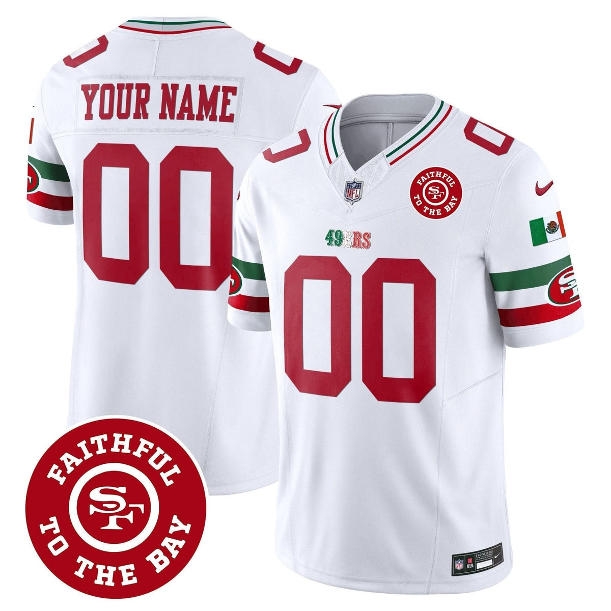49ers Mexico Faithful To The Bay Patch Vapor Custom Jersey - All Stitched - image 1