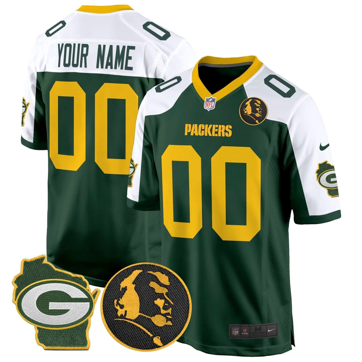 Packers John Madden & Home Patch Game Custom Jersey - All Stitched - image 2