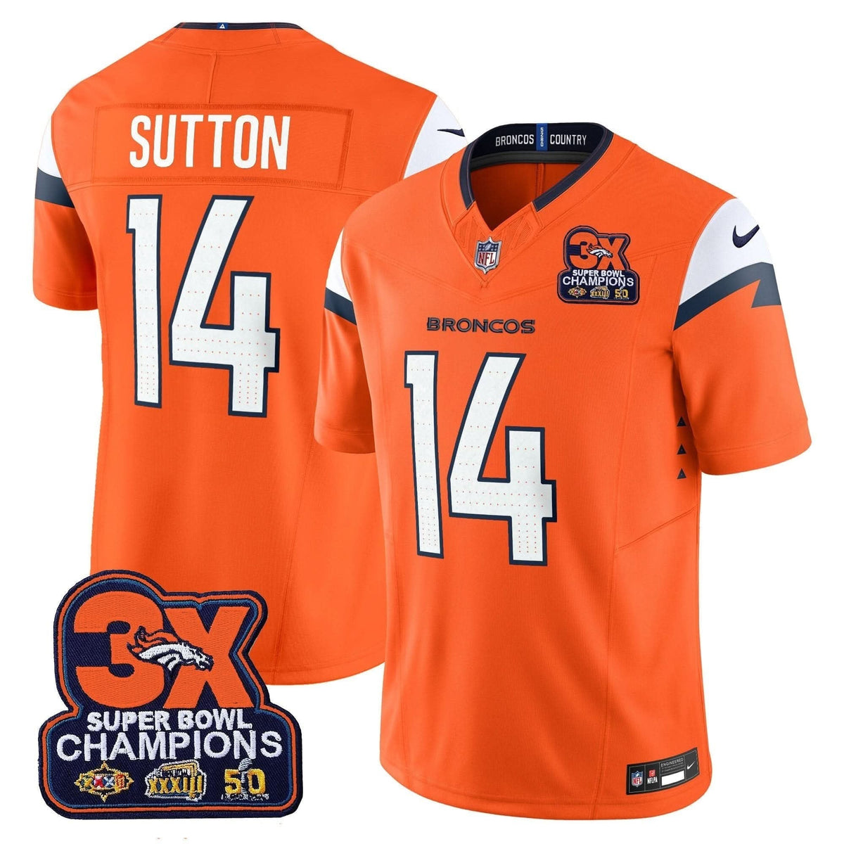 Denver Broncos 3-Time Champions Patch Vapor Limited Jersey - All Stitched - image 3