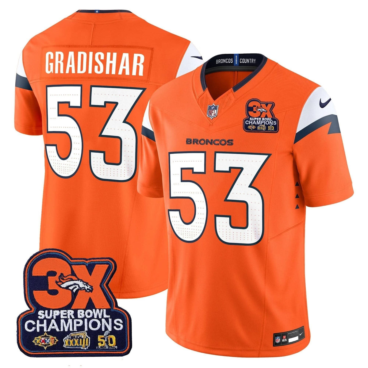 Denver Broncos 3-Time Champions Patch Vapor Limited Jersey - All Stitched - image 7