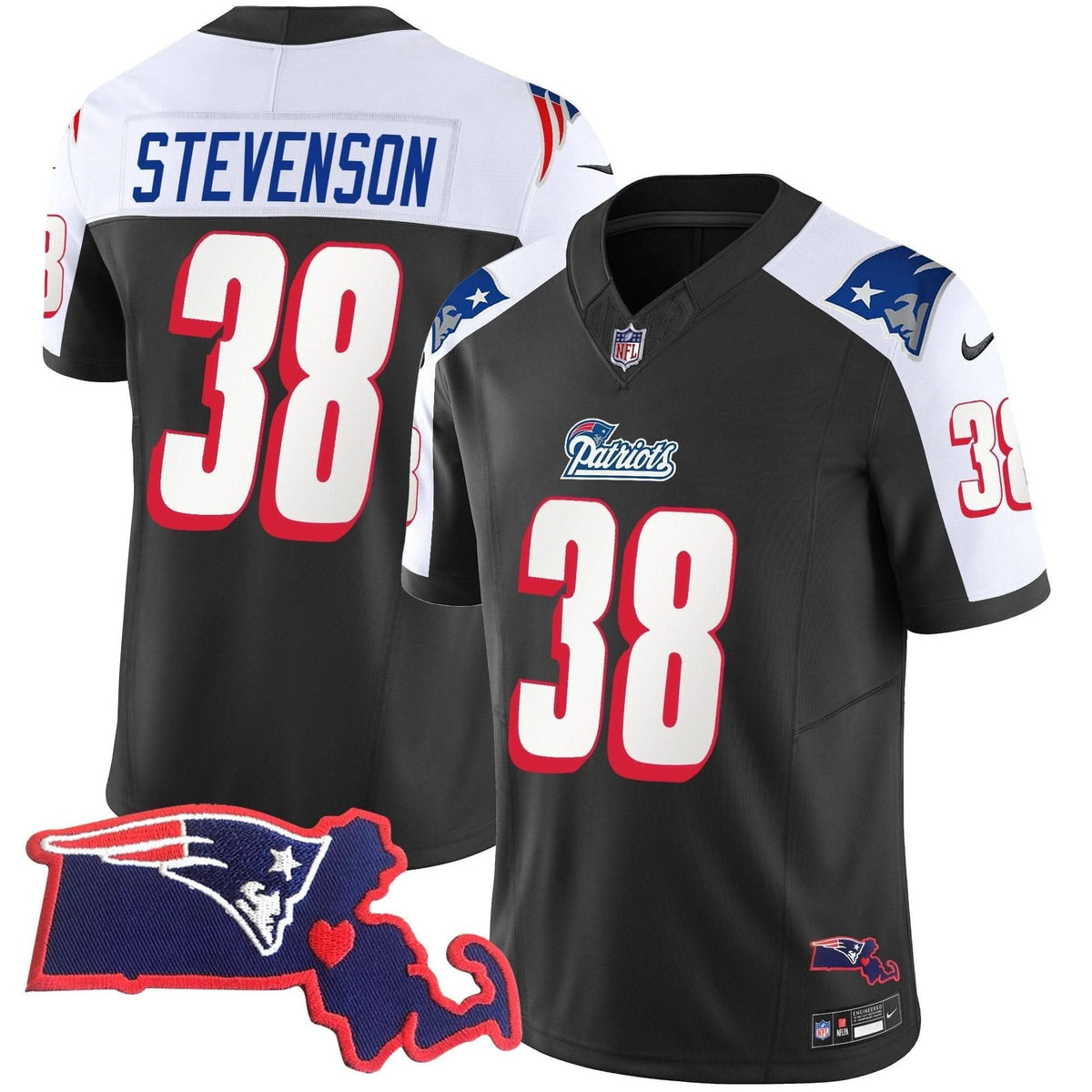 Patriots 1996 Throwback State Patch Vapor Jersey - All Stitched - image 5