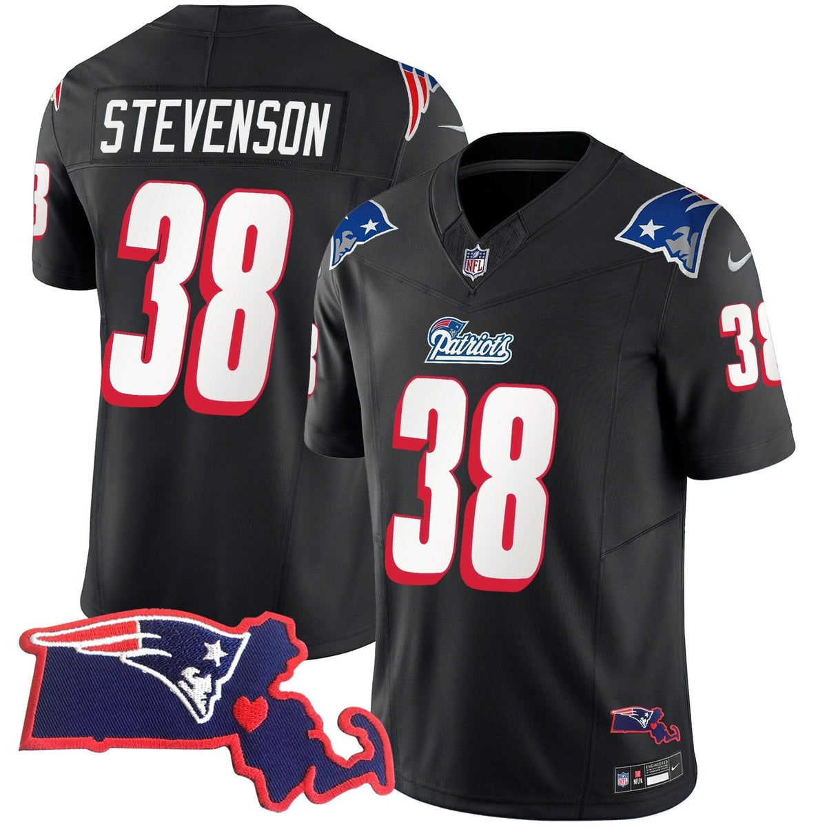 Patriots 1996 Throwback State Patch Vapor Jersey - All Stitched - image 35