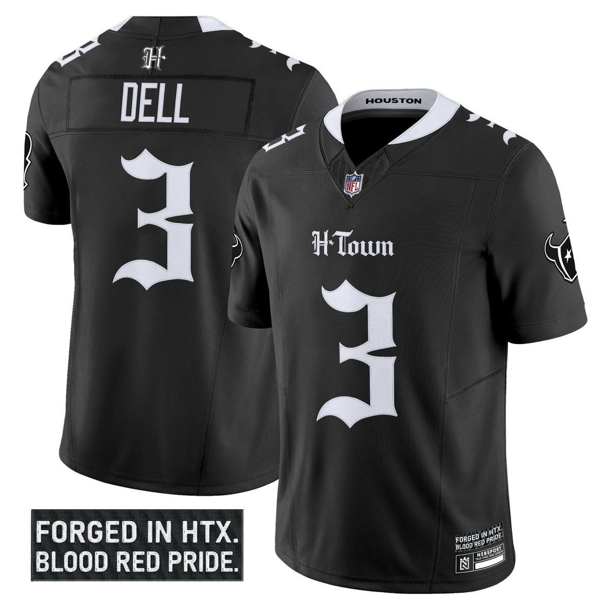 Houston Texans 'Gothic Lone Star Shadows Edition' Vapor Limited Jersey - All Stitched - image 6