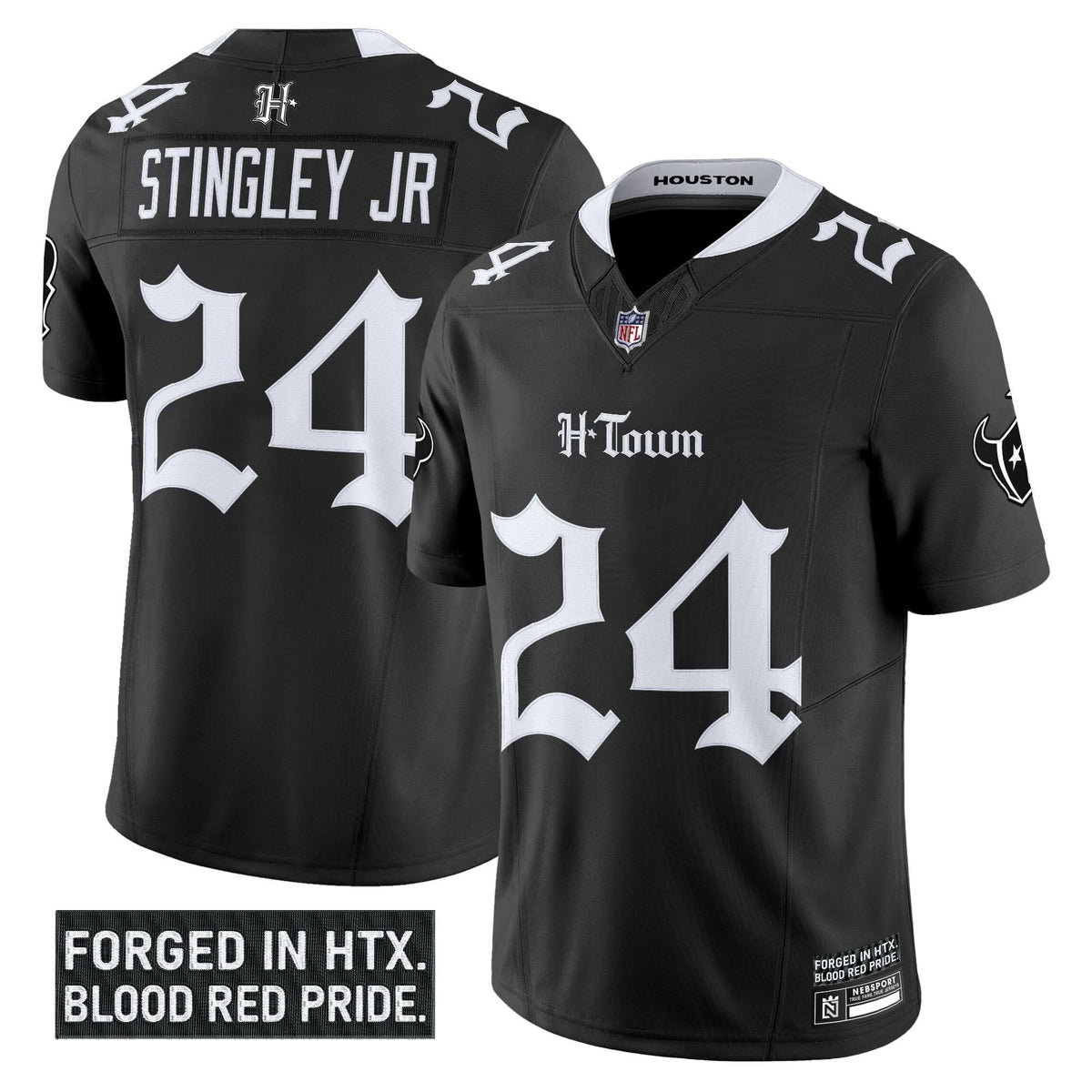 Houston Texans 'Gothic Lone Star Shadows Edition' Vapor Limited Jersey - All Stitched - image 7