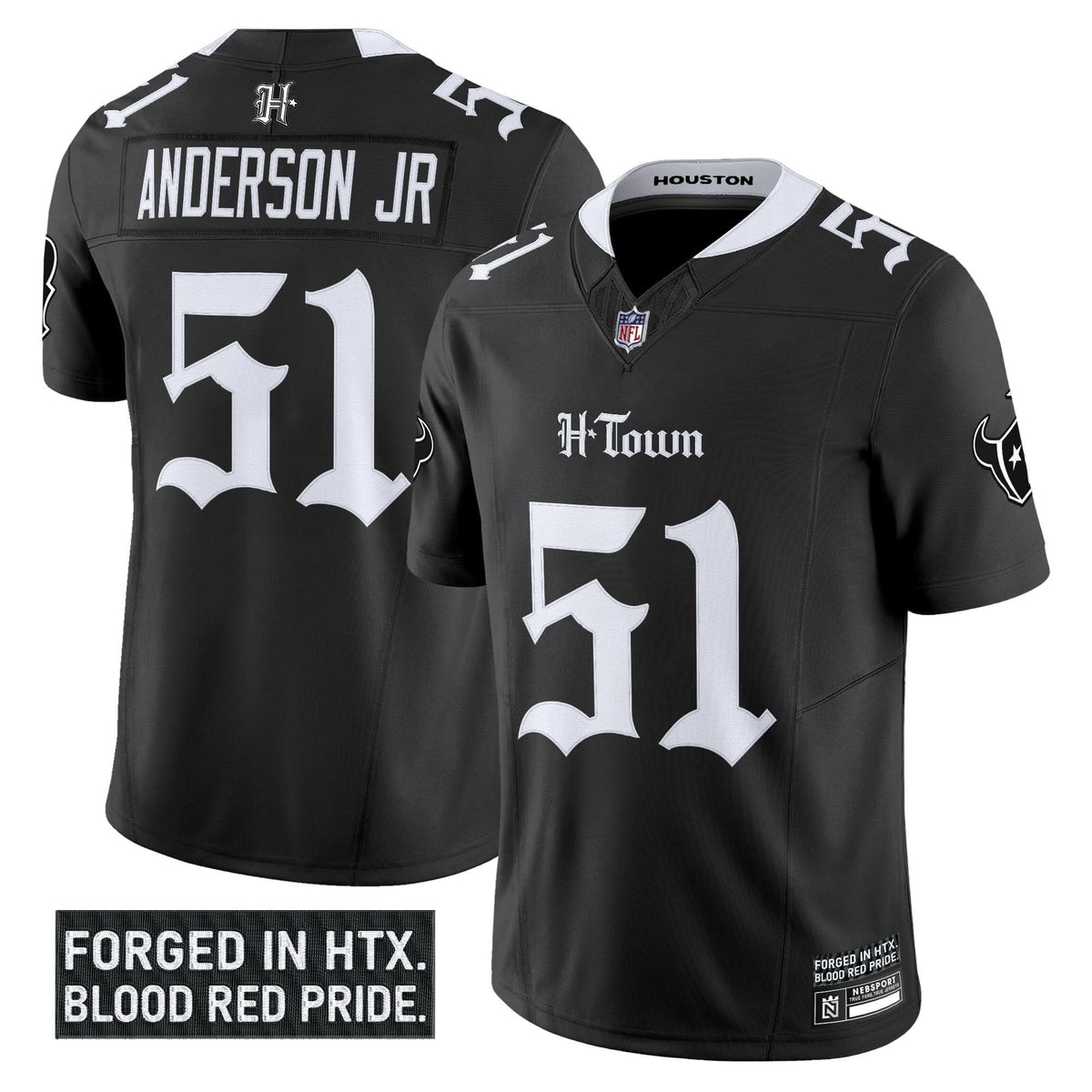 Houston Texans 'Gothic Lone Star Shadows Edition' Vapor Limited Jersey - All Stitched - image 8