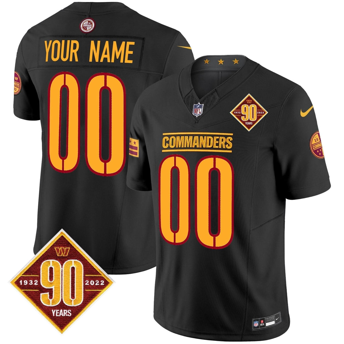 Washington Commanders 90th Anniversary Patch Vapor Limited Custom Jersey - All Stitched - image 3