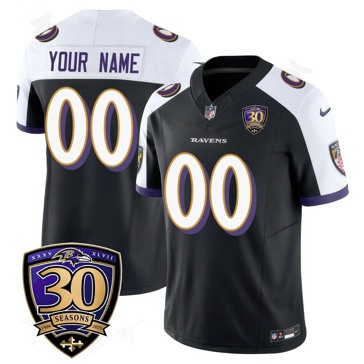 Custom Gender/Name Baltimore Ravens Limited 30th Season Jersey - All Stitched - image 1