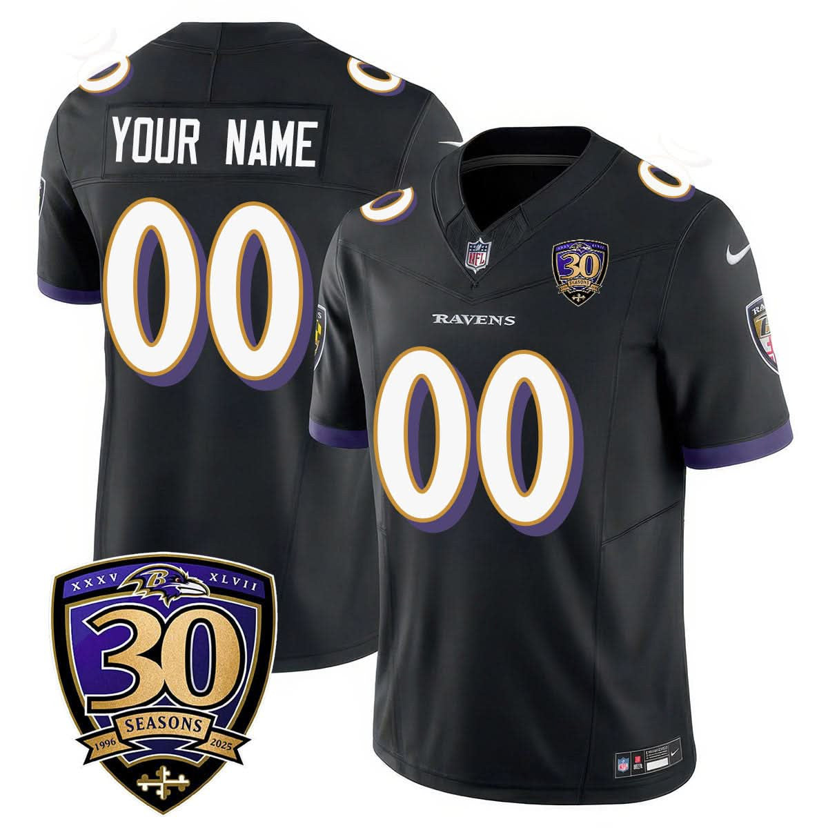 Custom Gender/Name Baltimore Ravens Limited 30th Season Jersey - All Stitched - image 4
