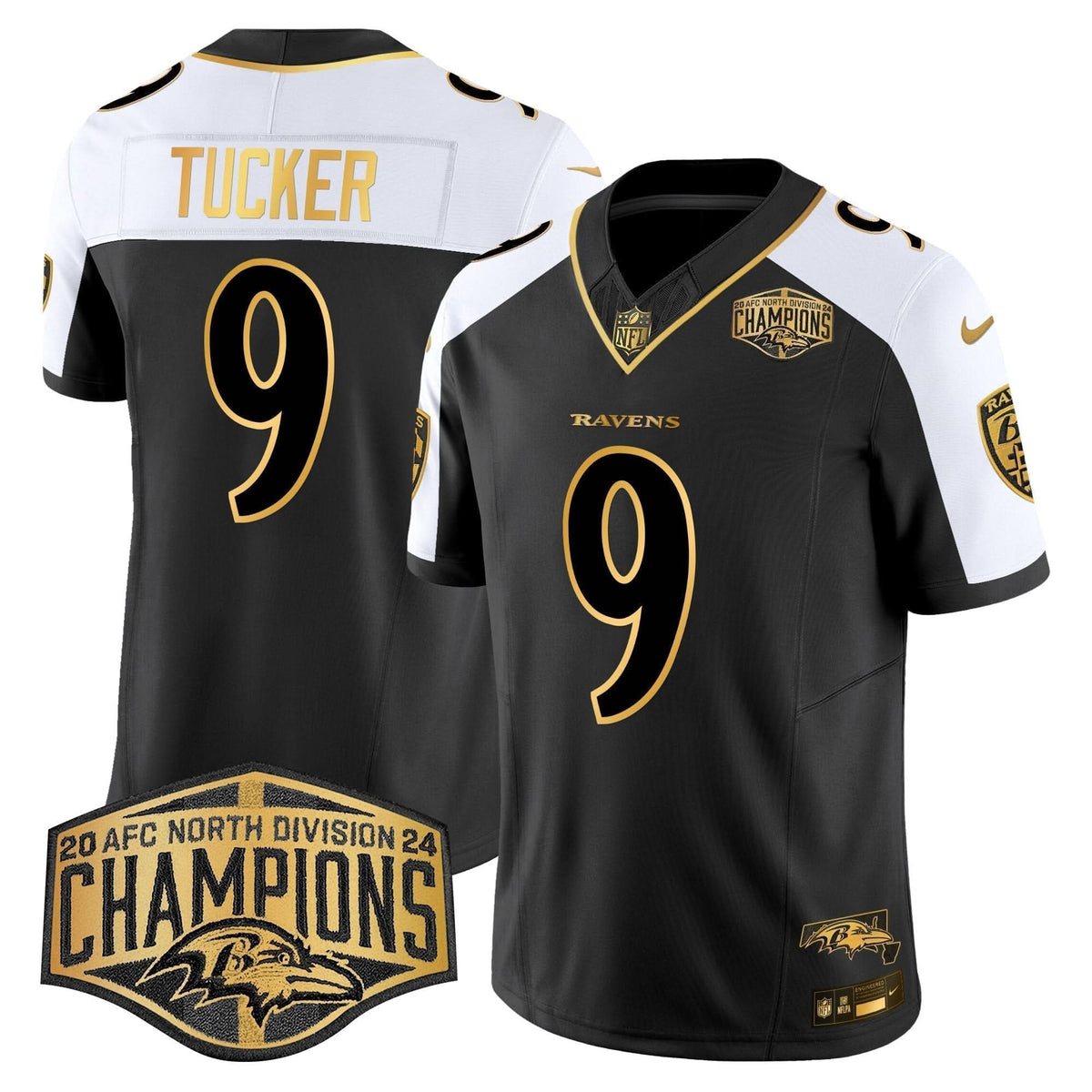 Ravens Maryland Flag Map 2024 AFC North Division Champions Patch Gold Vapor Limited Jersey - All Stitched - image 11