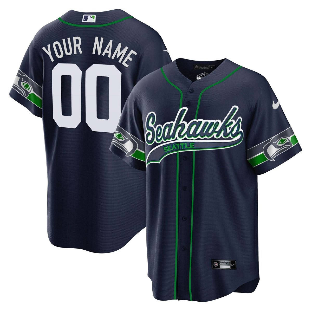 Seahawks Throwback & Gold Cool Base Custom Jersey V2 - All Stitched - image 1