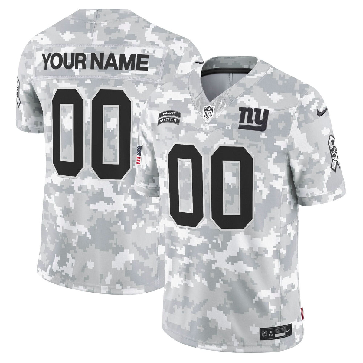 New York Giants 2024 Salute to Service Vapor Limited Custom Jersey - Arctic Camo - All Stitched - image 1