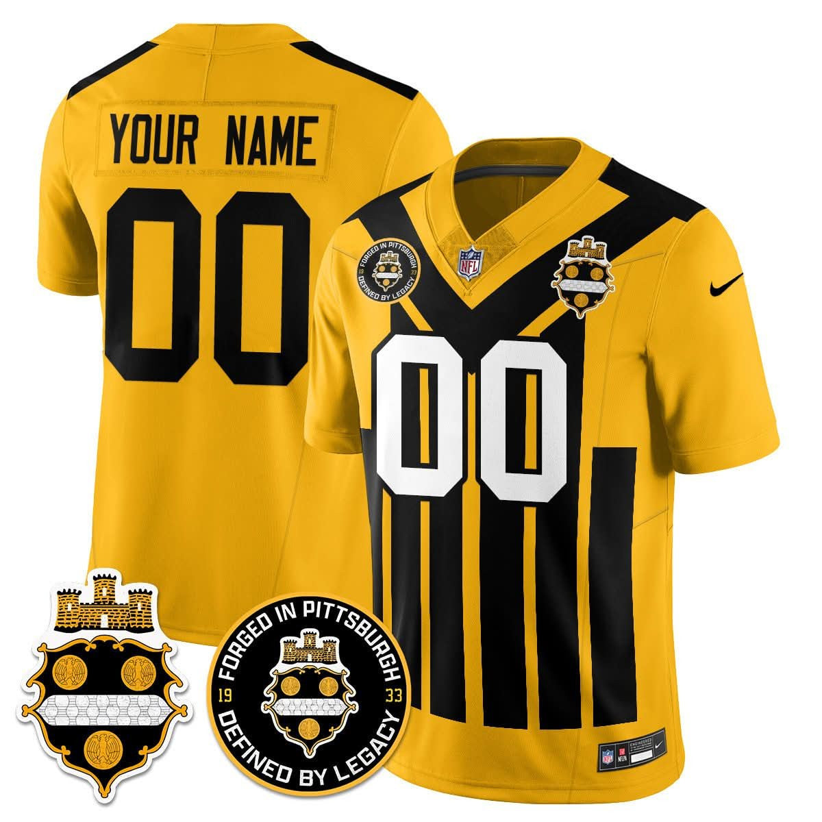 Pittsburgh Steelers Alternate 1933 Throwback Limited Custom Jersey - All Stitched - image 1