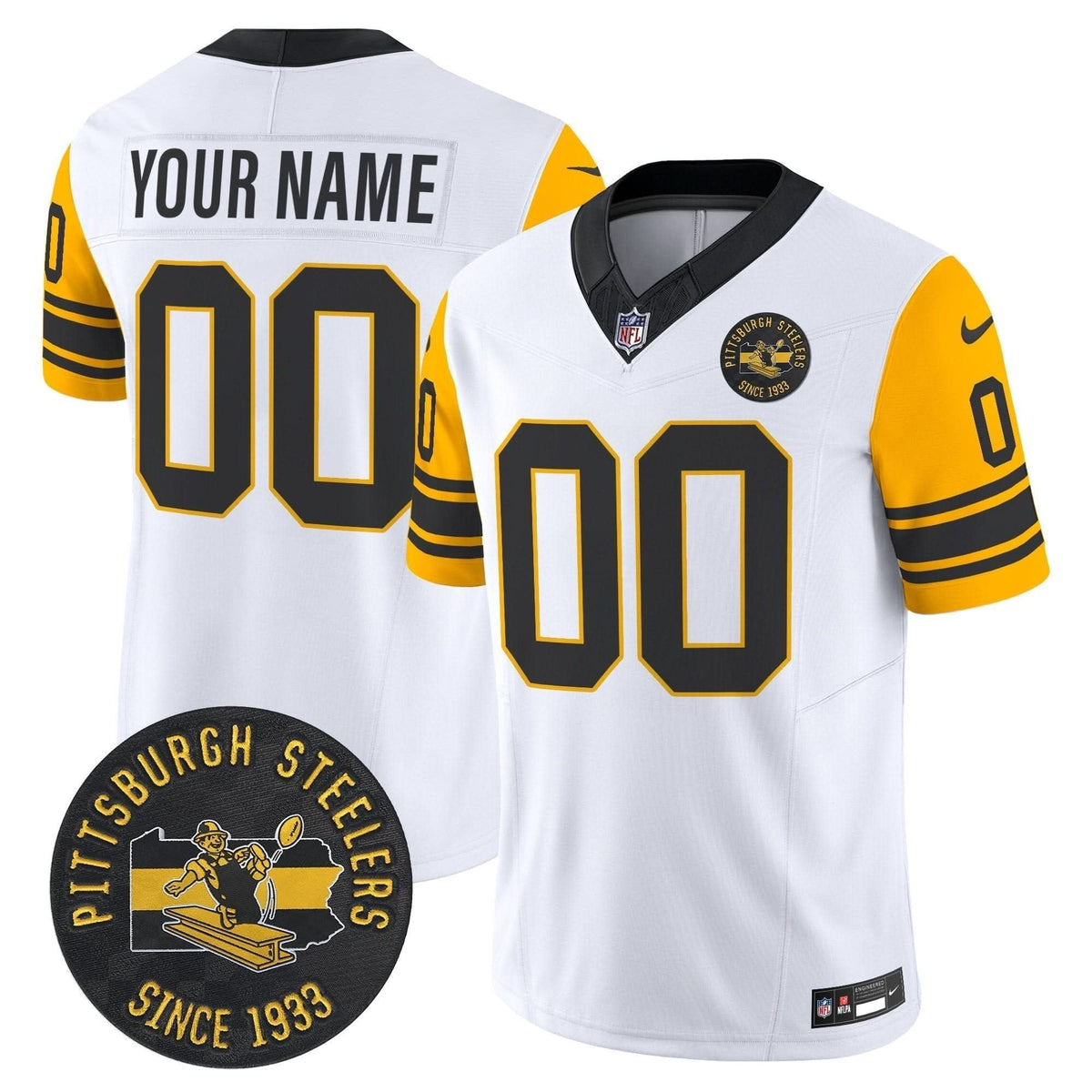 Pittsburgh Steelers Throwback 1962 Vapor Limited Custom Jersey - Est. 1933 Patch - All Stitched - image 2