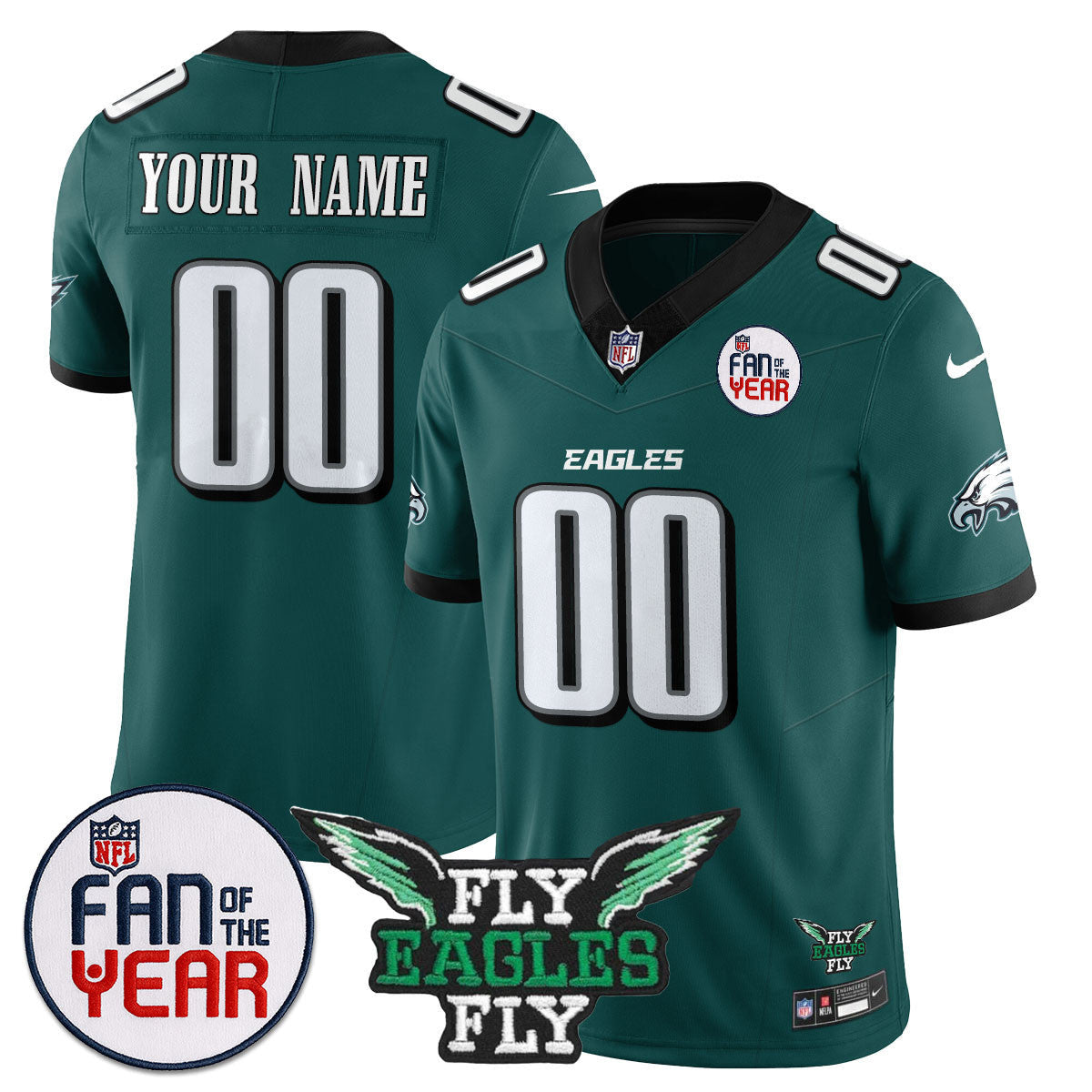 Custom Philadelphia Eagles "Fan Of The Year" Jersey - All Stitched - image 2