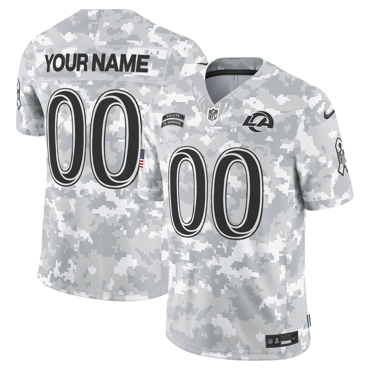 Rams 2024 Salute to Service Vapor Limited Custom Jersey - Arctic Camo - All Stitched - image 1