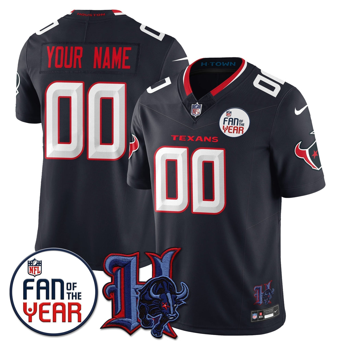 Custom Houston Texans "Fan Of The Year" Jersey - All Stitched - image 2