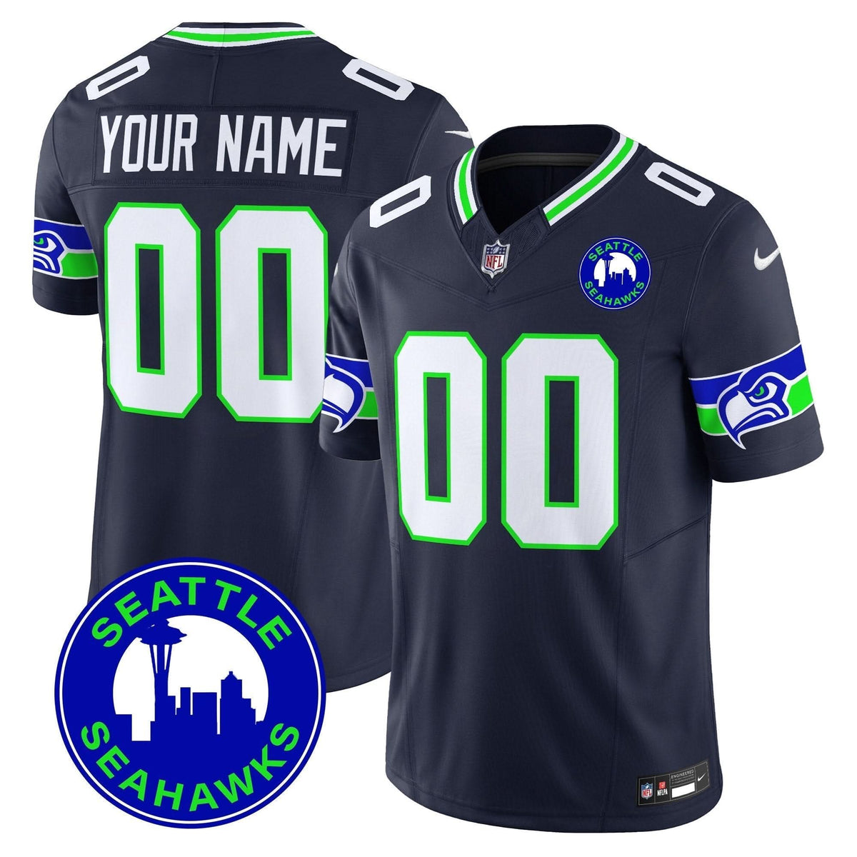 Seahawks 2024 Seattle City Patch Vapor Limited Custom Jersey - All Stitched - image 5