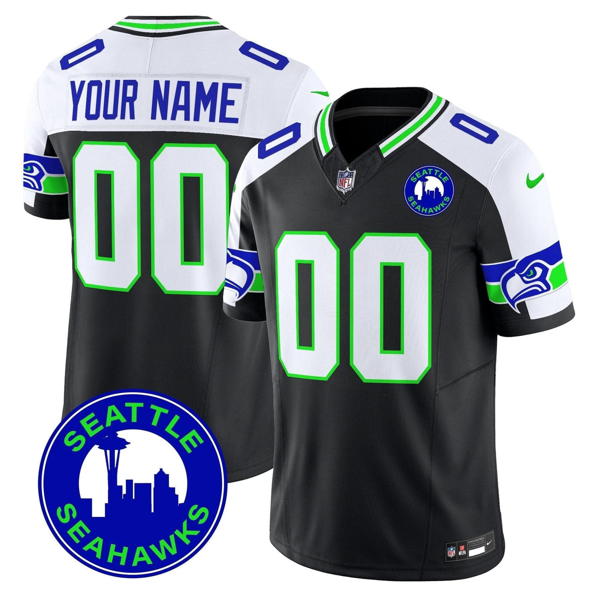 Seahawks 2024 Seattle City Patch Vapor Limited Custom Jersey - All Stitched - image 1