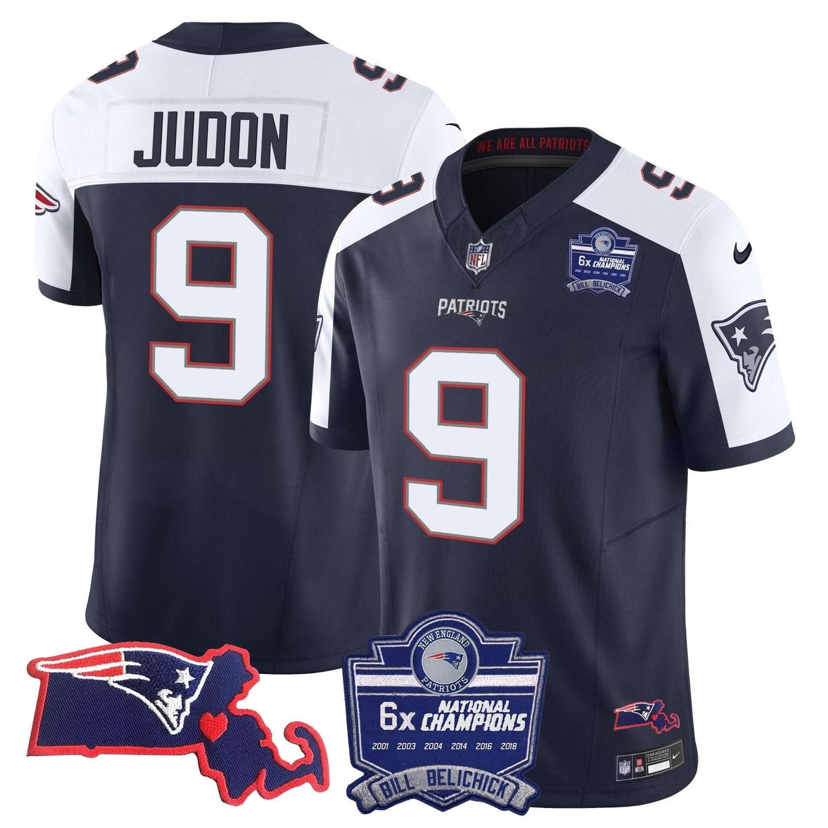Patriots Bill Belichick 6x Champions Patch Vapor Jersey - All Stitched - image 3
