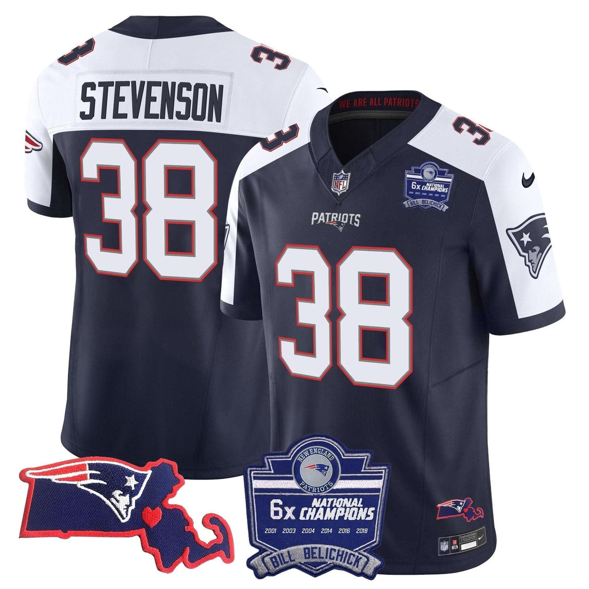 Patriots Bill Belichick 6x Champions Patch Vapor Jersey - All Stitched - image 6