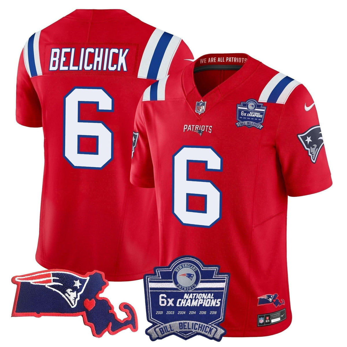 Patriots Bill Belichick 6x Champions Patch Vapor Jersey - All Stitched - image 22