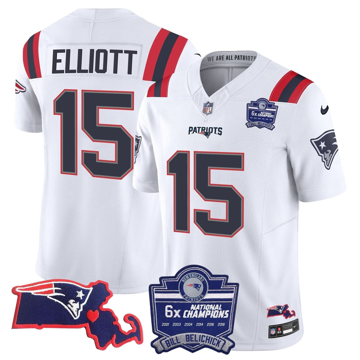 Patriots Bill Belichick 6x Champions Patch Vapor Jersey - All Stitched - image 32