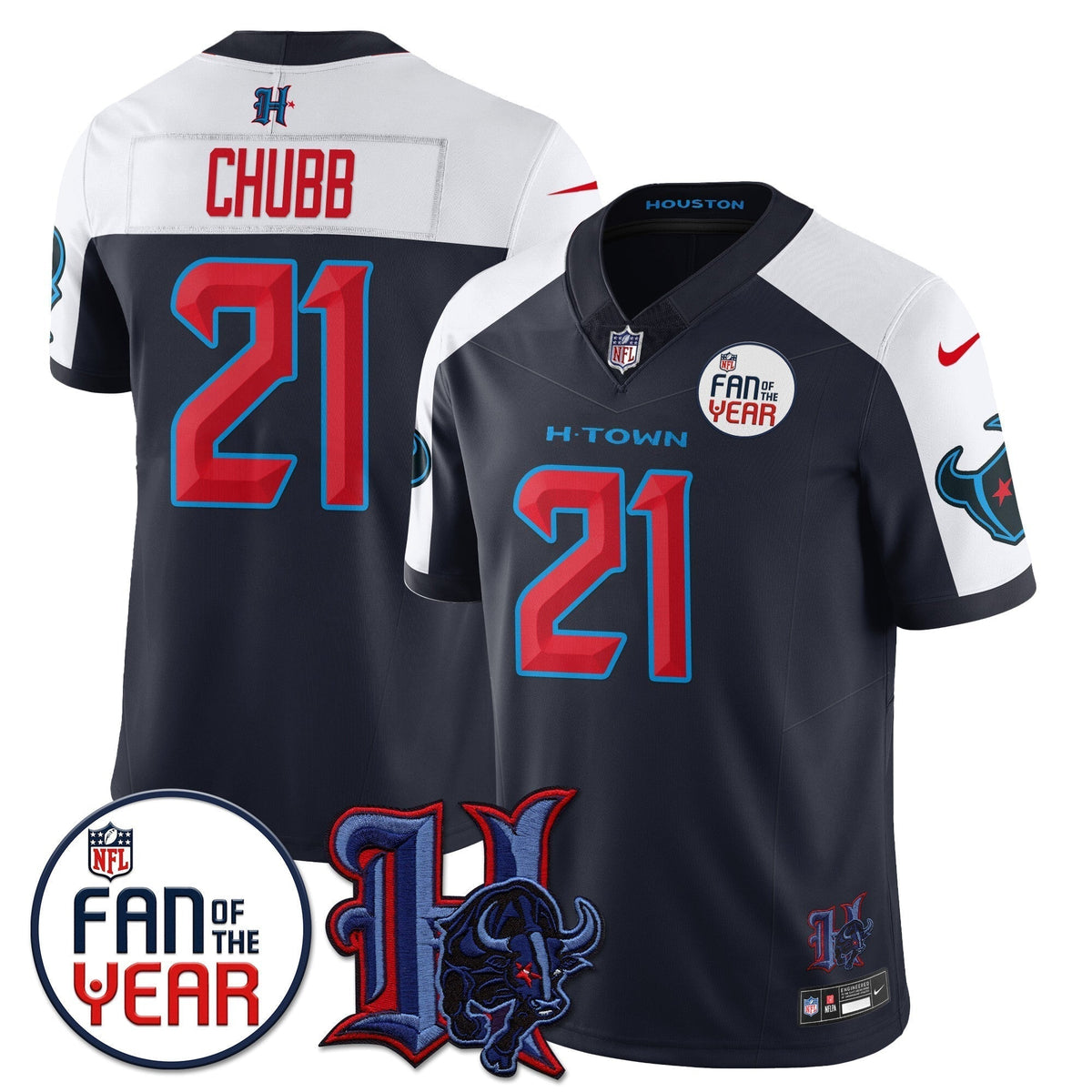 Houston Texans "Fan Of The Year" Jersey - All Stitched - image 2