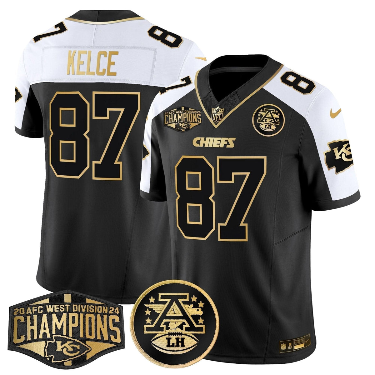 Chiefs 2024 AFC West Division Champions Patch Gold Vapor Limited Jersey - All Stitched - image 2