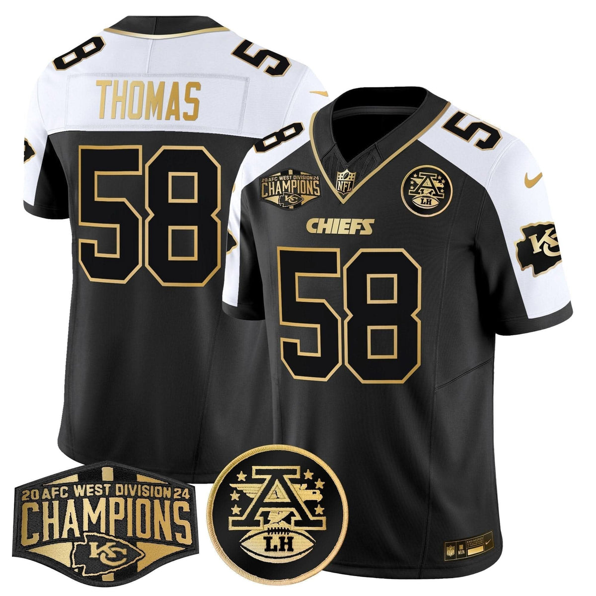 Chiefs 2024 AFC West Division Champions Patch Gold Vapor Limited Jersey - All Stitched - image 3