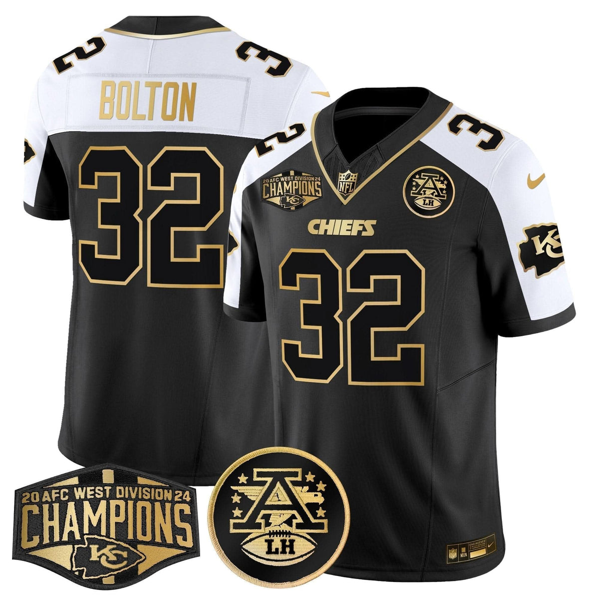 Chiefs 2024 AFC West Division Champions Patch Gold Vapor Limited Jersey - All Stitched - image 6