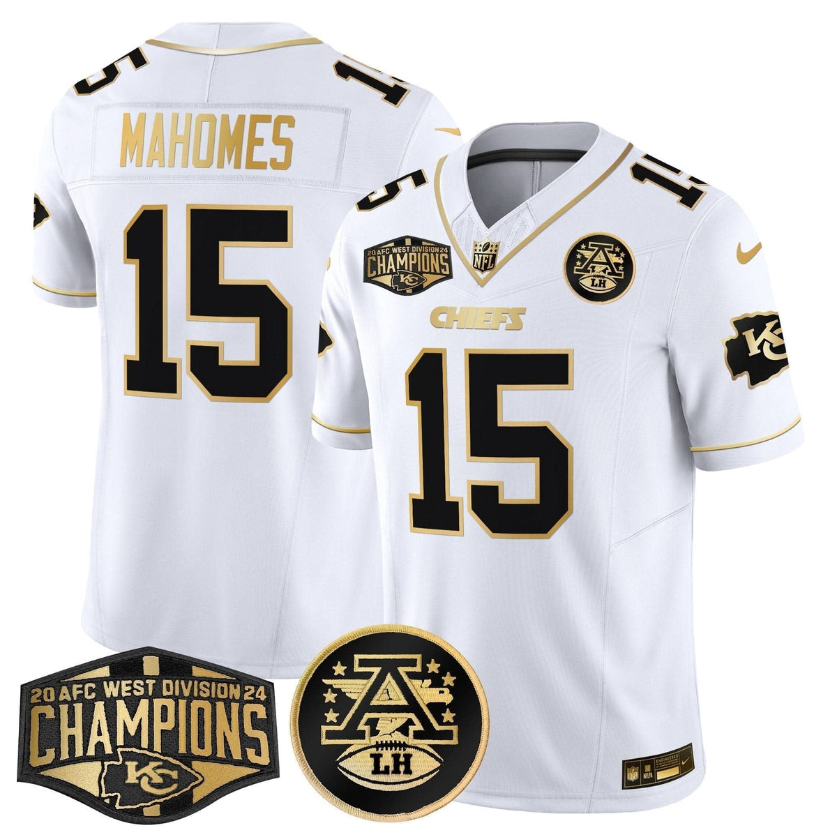 Chiefs 2024 AFC West Division Champions Patch Gold Vapor Limited Jersey - All Stitched - image 9