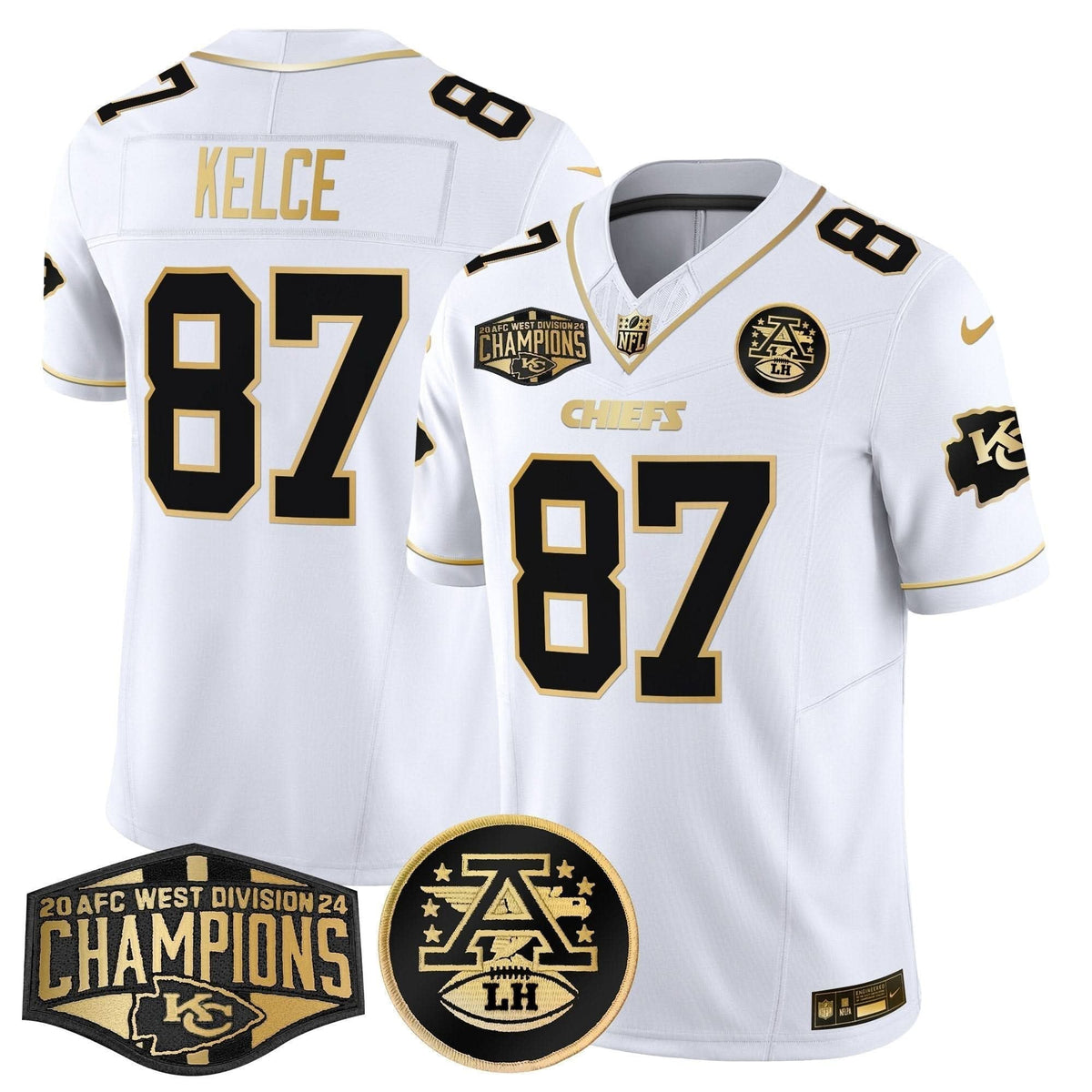 Chiefs 2024 AFC West Division Champions Patch Gold Vapor Limited Jersey - All Stitched - image 10