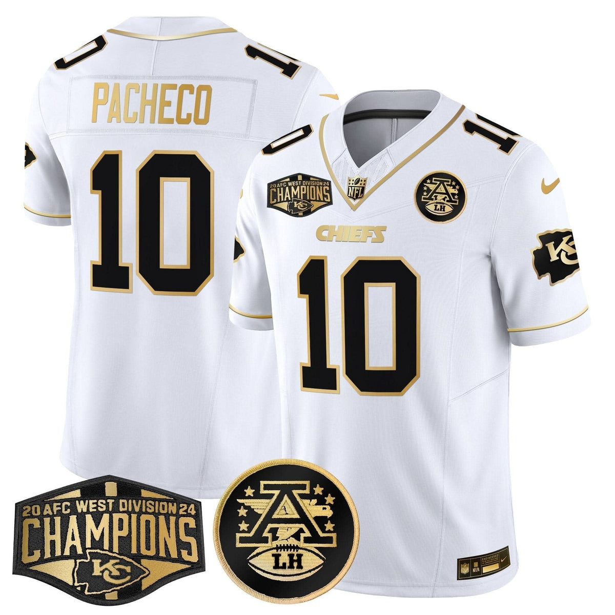 Chiefs 2024 AFC West Division Champions Patch Gold Vapor Limited Jersey - All Stitched - image 12