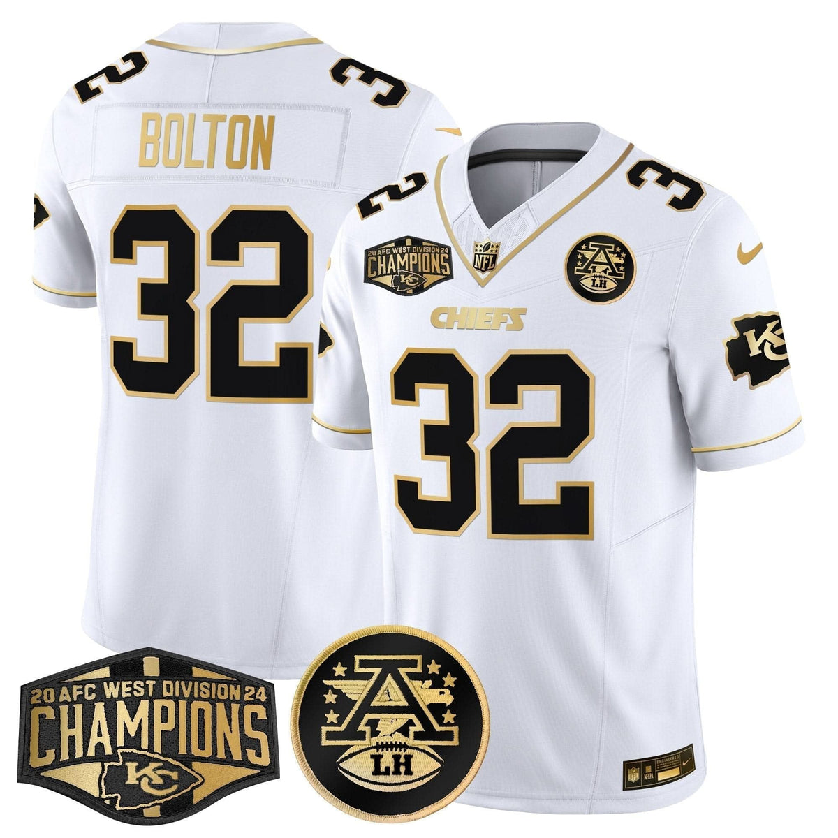 Chiefs 2024 AFC West Division Champions Patch Gold Vapor Limited Jersey - All Stitched - image 14