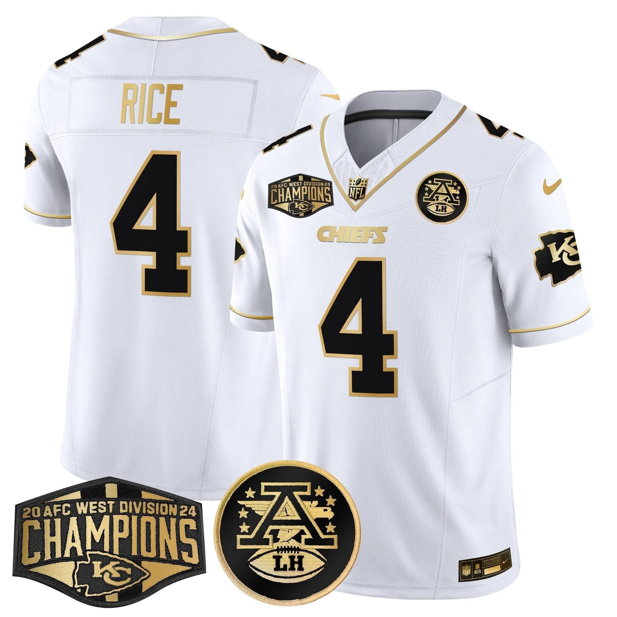 Chiefs 2024 AFC West Division Champions Patch Gold Vapor Limited Jersey - All Stitched - image 15