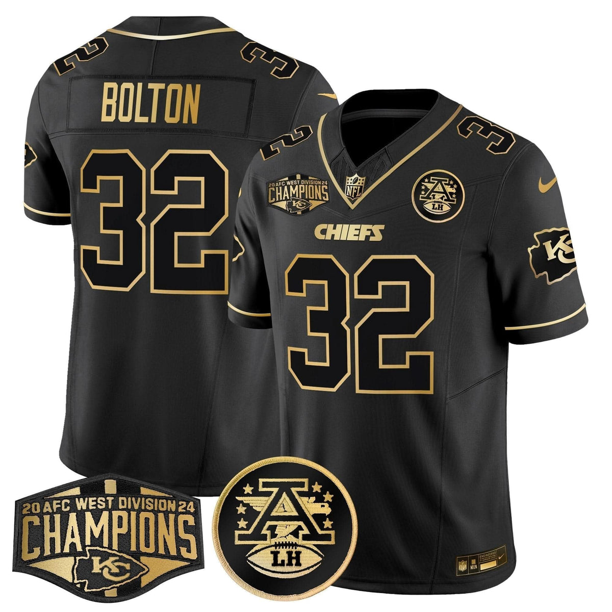 Chiefs 2024 AFC West Division Champions Patch Gold Vapor Limited Jersey - All Stitched - image 22