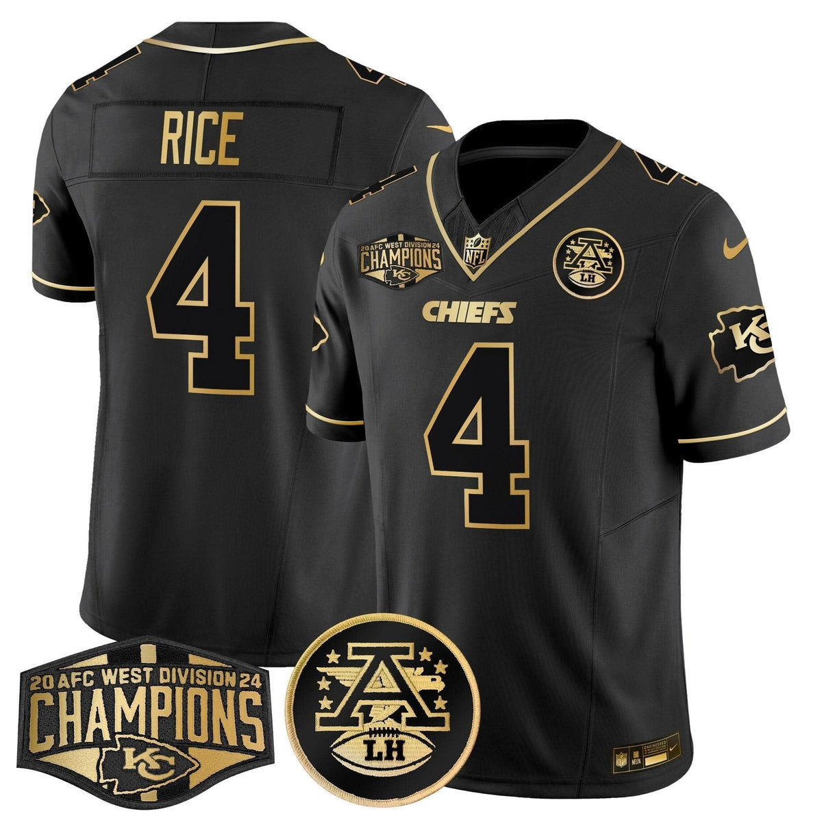 Chiefs 2024 AFC West Division Champions Patch Gold Vapor Limited Jersey - All Stitched - image 23