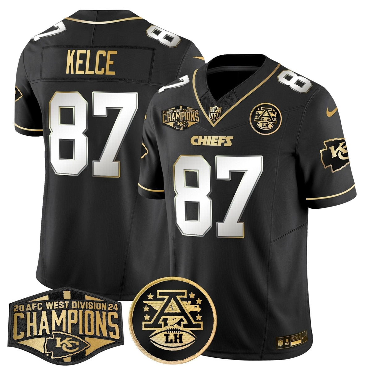 Chiefs 2024 AFC West Division Champions Patch Gold Vapor Limited Jersey - All Stitched - image 26