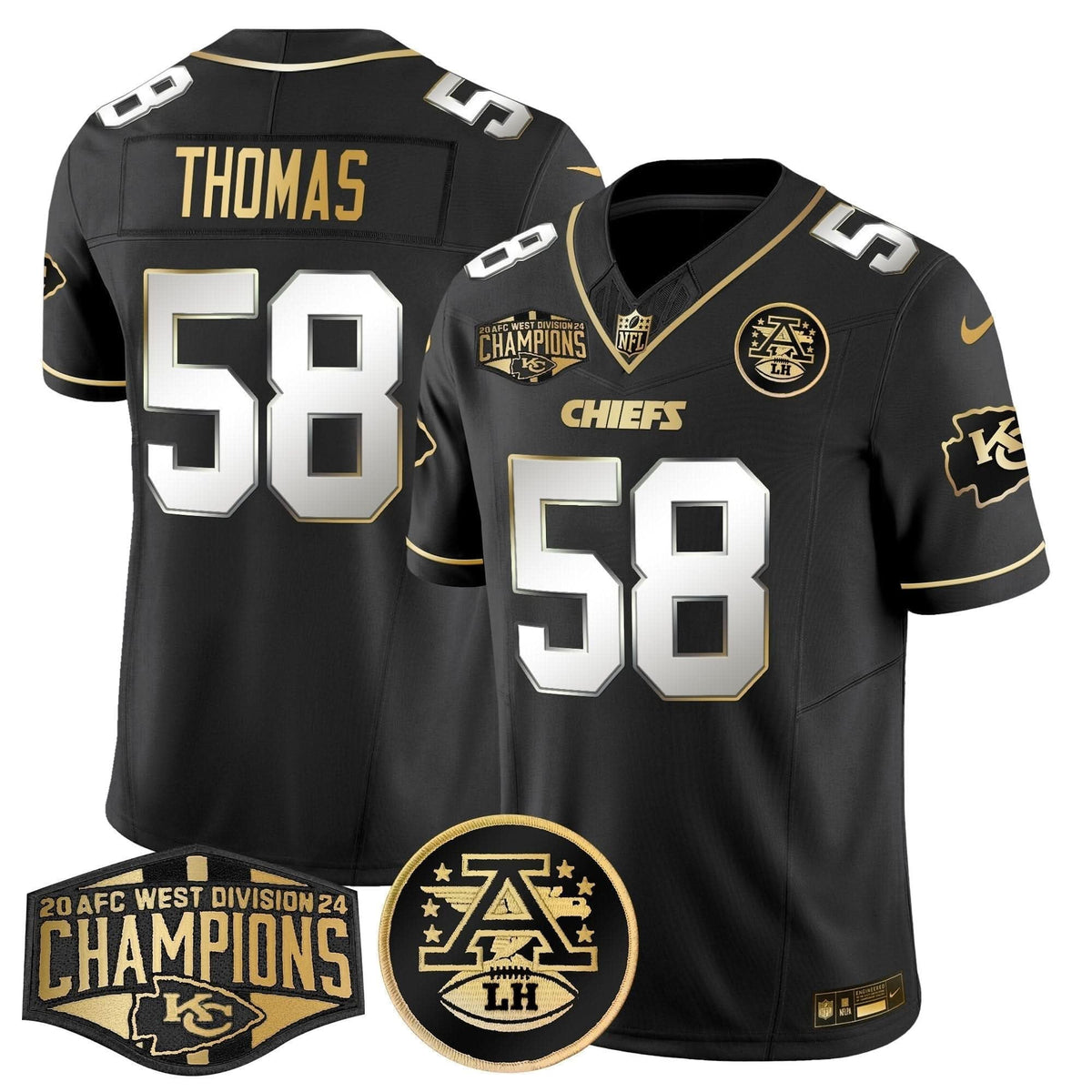 Chiefs 2024 AFC West Division Champions Patch Gold Vapor Limited Jersey - All Stitched - image 27
