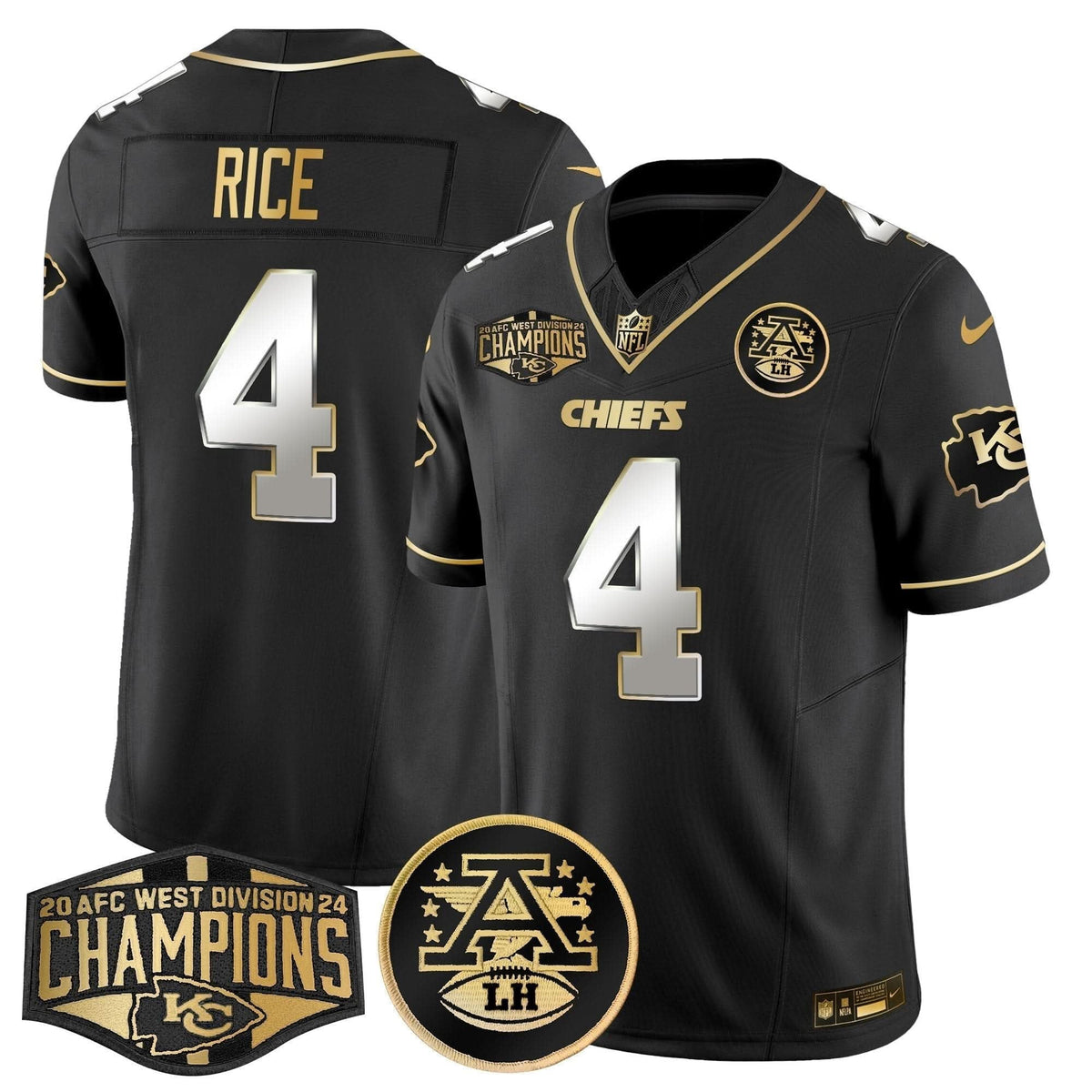 Chiefs 2024 AFC West Division Champions Patch Gold Vapor Limited Jersey - All Stitched - image 31