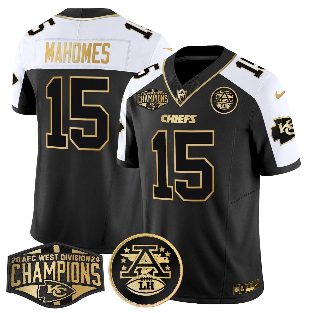 Chiefs 2024 AFC West Division Champions Patch Gold Vapor Limited Jersey - All Stitched - image 1