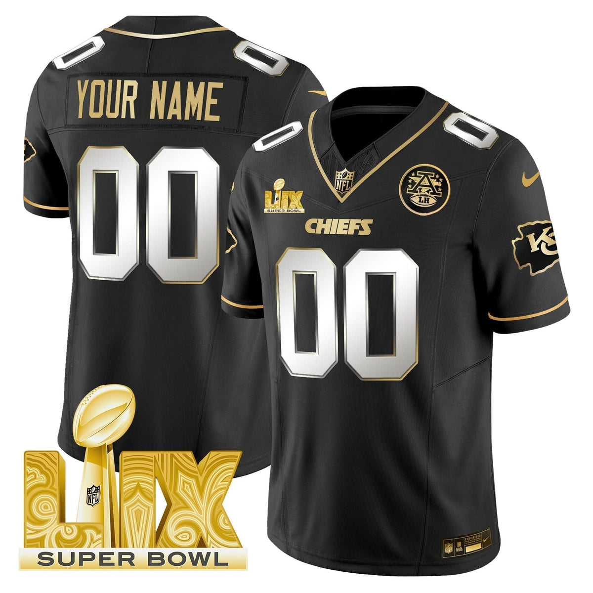 Chiefs Super Bowl LIX Patch Gold Vapor Limited Custom Jersey - All Stitched - image 4