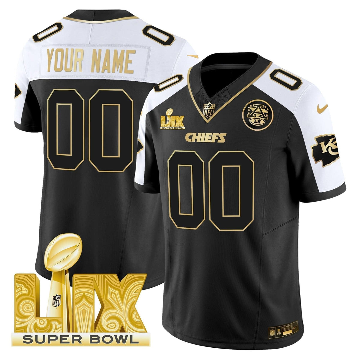 Chiefs Super Bowl LIX Patch Gold Vapor Limited Custom Jersey - All Stitched - image 1