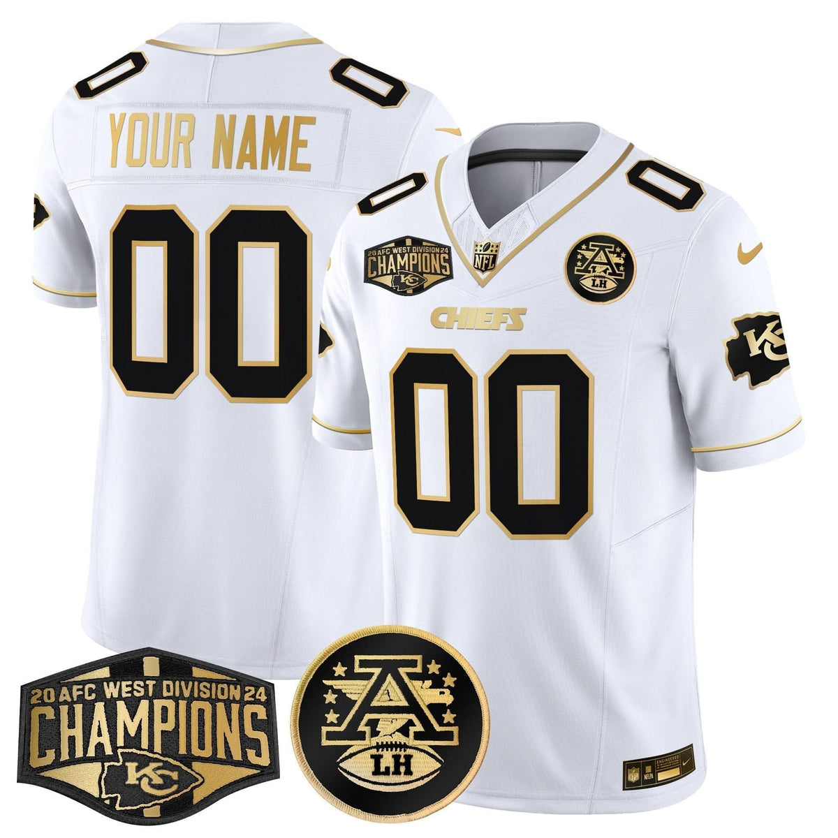 Chiefs 2024 AFC West Division Champions Patch Gold Vapor Limited Custom Jersey - All Stitched - image 2