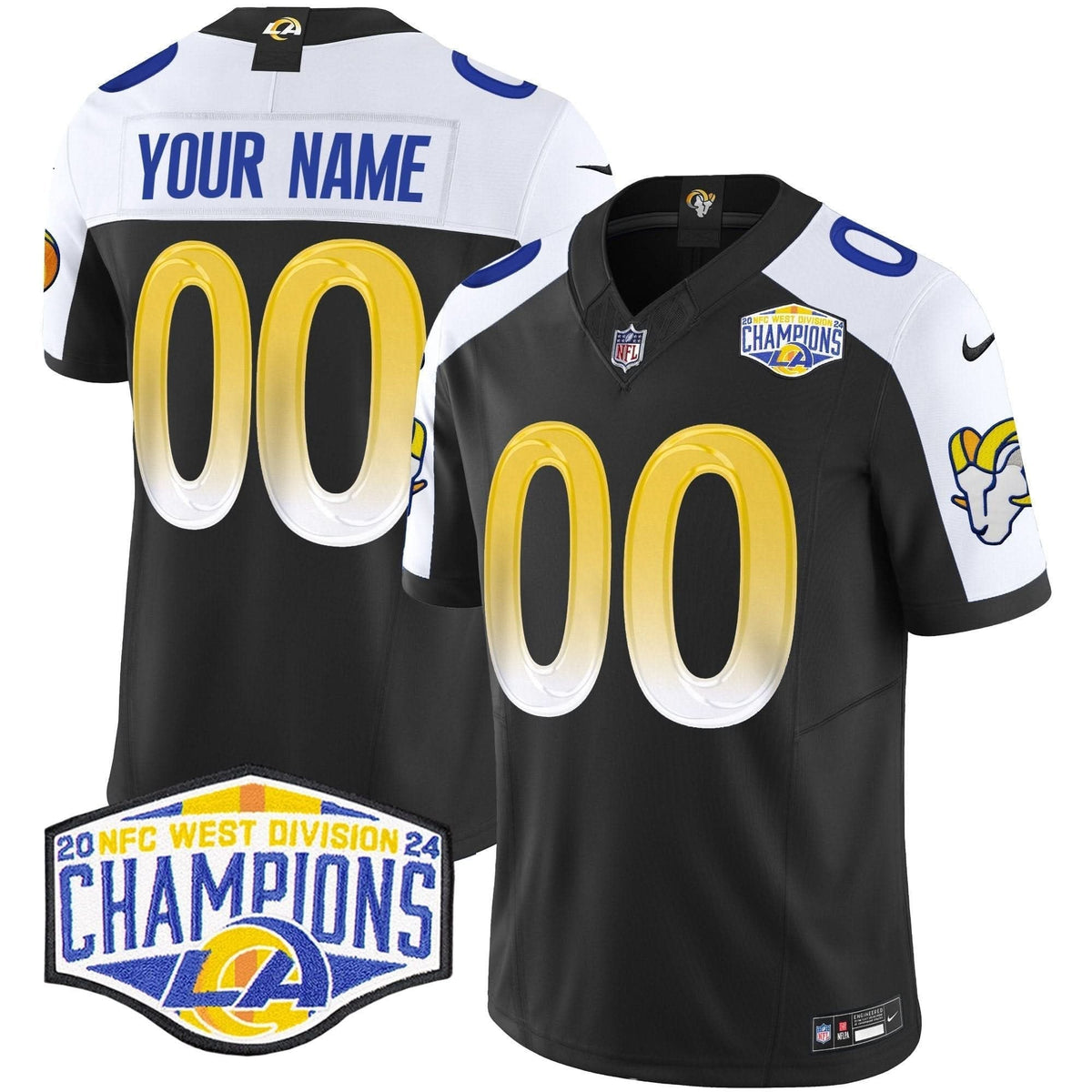 Los Angeles Rams 2024 NFC West Division Champions Vapor Limited Custom Jersey - All Stitched - image 2