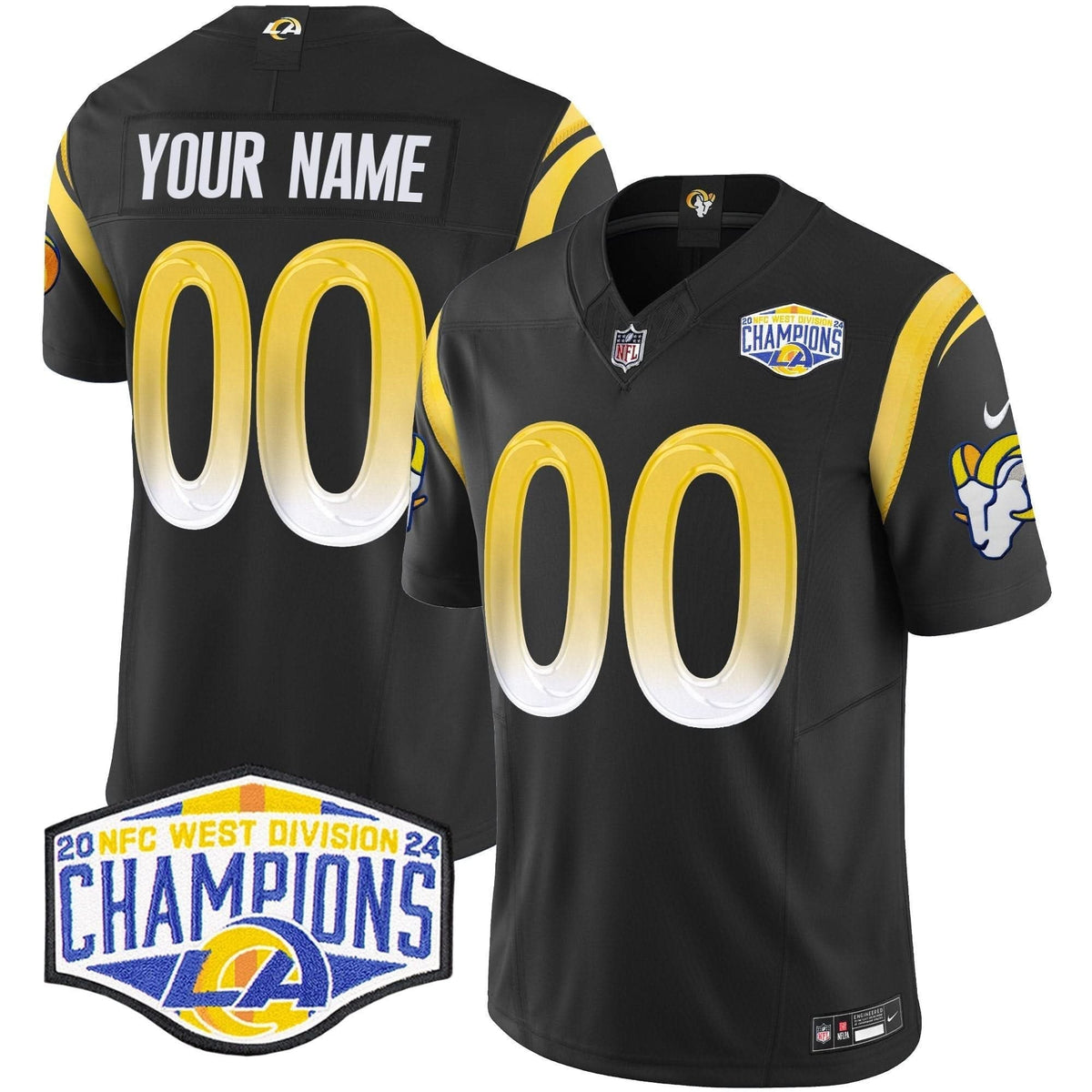 Los Angeles Rams 2024 NFC West Division Champions Vapor Limited Custom Jersey - All Stitched - image 7
