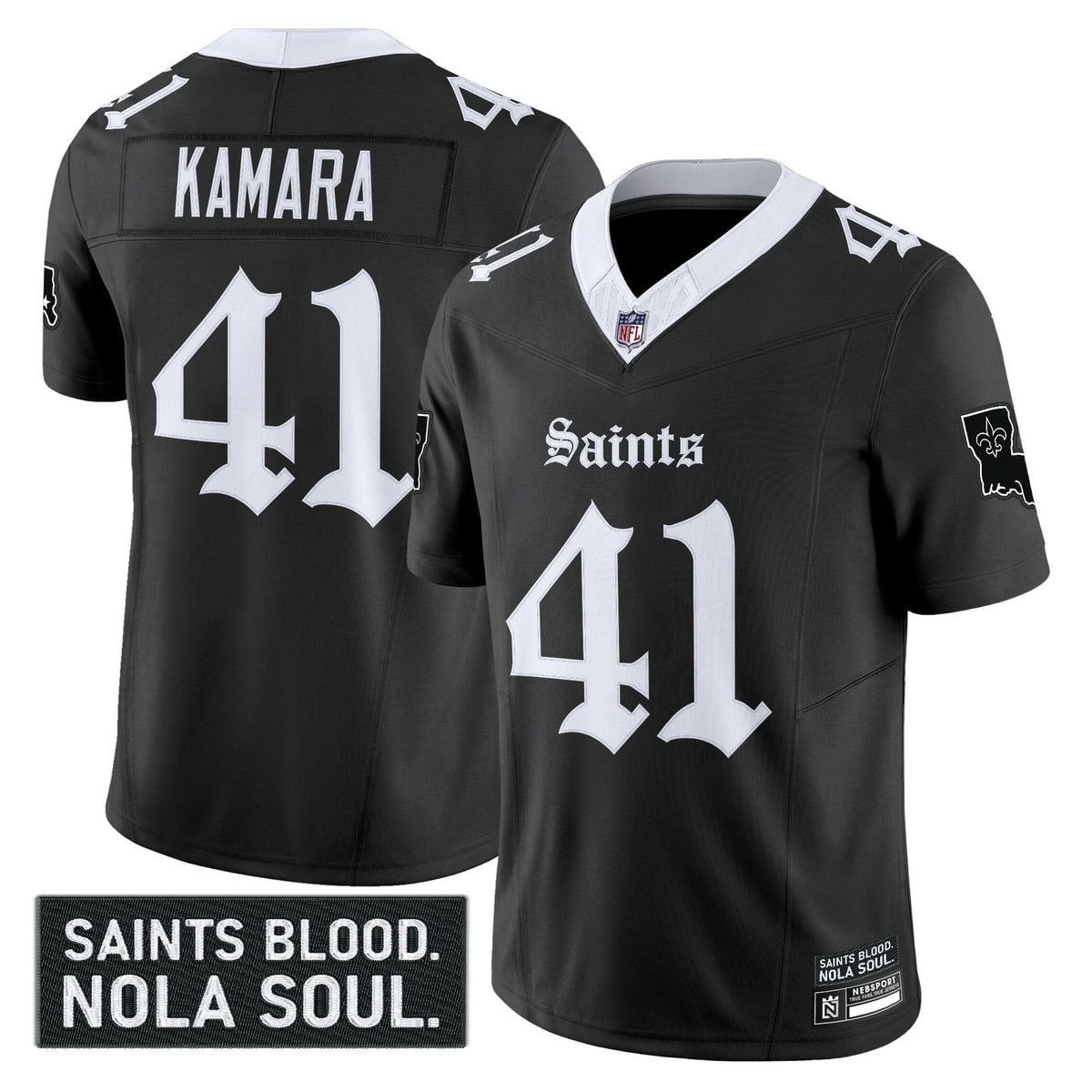 New Orleans Saints 'Gothic Vieux Carré Edition' Vapor Jersey - All Stitched - image 1