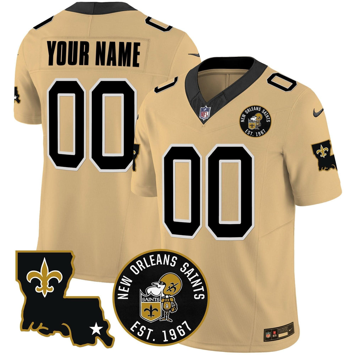 Saints EST. 1967 Patch Vapor Custom Jersey - All Stitched - image 4